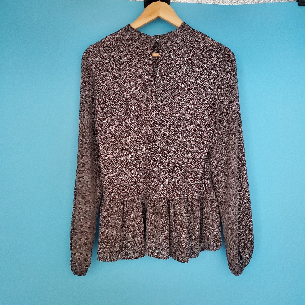 NEW LOFT Blouse Size Small Long Sleeve Floral - Picture 4 of 7
